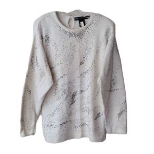 Vintage 90's I.B. Diffusion Embellished Sweater Silk Blend Ivory Women's Sz L
